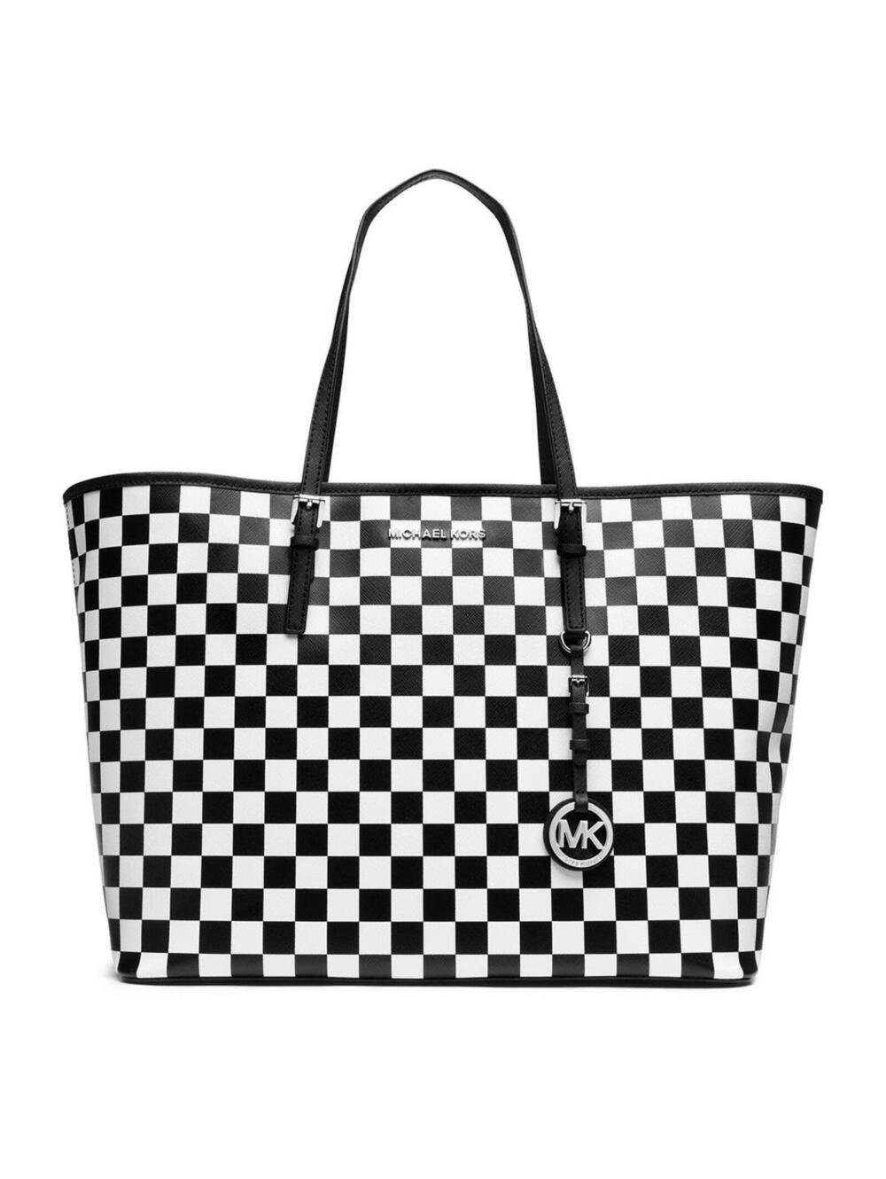 Michael Kors Jet Set Large Tote Bag Purse Checkered Rare